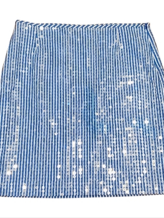 Michael Michael Kors Women’s Blue White Sequin Striped Mini Skirt Size 2 xs - Picture 6 of 6